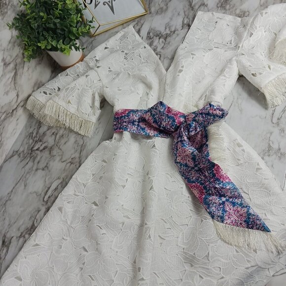 NEW Sachin & Babi Anthropologie White Lace Maxi Dress Women's Size 4 v-neck - Picture 3 of 13